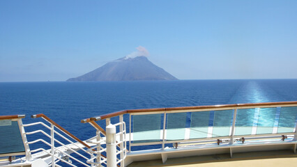 Beautiful shot of Stromboli Volcano taken from a ship