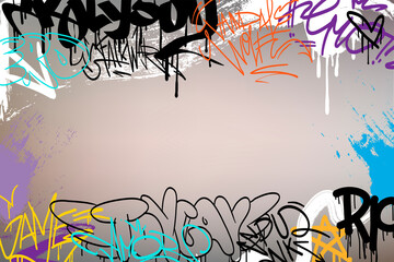 Graffiti tag border frame grunge style. Creative art design poster backgrounds. Vector illustration. 