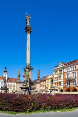 Fototapeta na wymiar Marian column, Great square, town Hradec Kralove, Czech republic