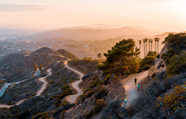 Top view of mountains at sunset