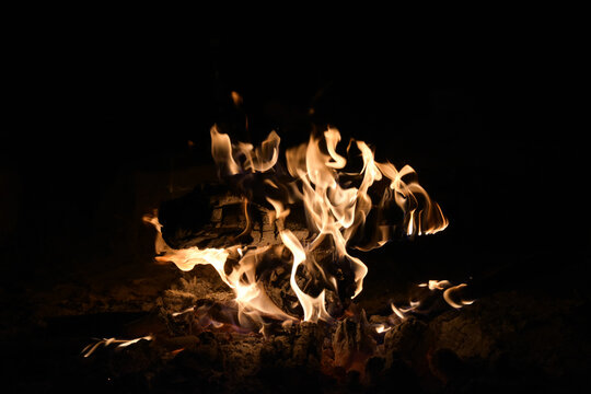 Closeup shot of bornfire at night