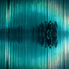 Blue light art installation at TeamLab Borderless, Tokyo, Japan