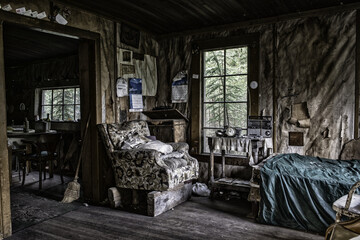 abandoned vintage trapper cabin