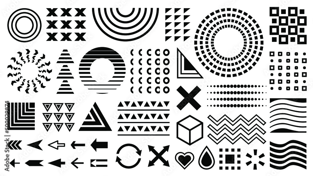 Poster abstract shapes. geometric design elements. memphis shapes black and white patterns, universal vecto