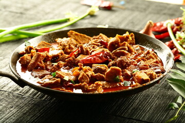 Arabic cuisine- homemade mutton curry with exotic Indian spices.
