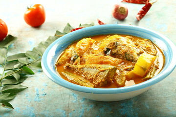 Homemade traditional Goan fish curry with mango and coconut.