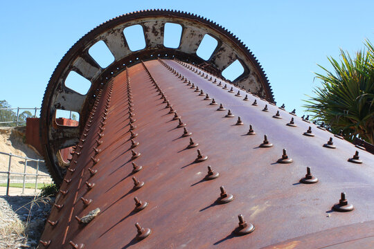 Shot Of A Fallen Big Industrial Ball Mill Used For Cement Production