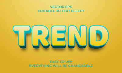 Trend 3d text effect. editable text effect style yellow