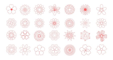 Flowers vector icons set. Editable vector pictogram isolated on white background. Trendy contour symbols for mobile apps and website design. .