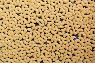 Raw whole dried ridged elbow macaroni pasta