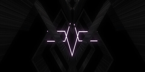 3D abstract background with neon lights. neon tunnel  .space construction . .3d illustration