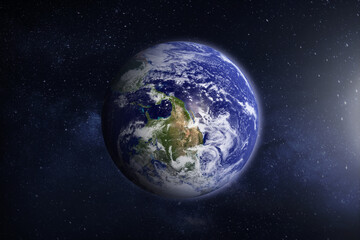 Illustration of a galaxy with the planet earth