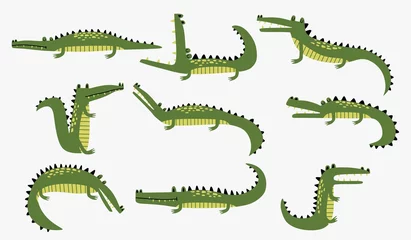 Fototapeten Set of cute cartoon crocodiles.  © andin