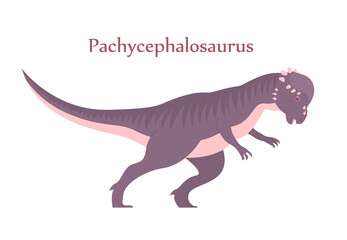 Ancient pangolin pachycephalosaurus. Head butt. Herbivorous dinosaur of the Jurassic period. Vector cartoon illustration isolated on a white background