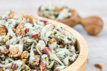 Flower tea. Dried of apple blossom.