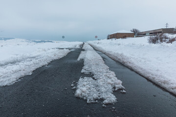 road covered with snow and ice
