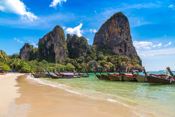 Fototapeta premium Boat at Railay Beach in Thailand