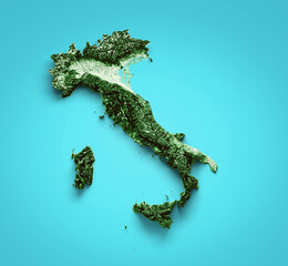 3D rendering of a relief map of Georgia on a blue background