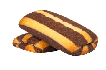 Striped cookies tasty choco isolated on the white background
