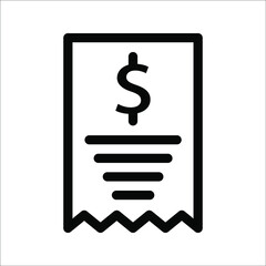 paper receipt line icon, outline vector sign, linear pictogram isolated on white. logo illustration