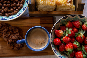  Breakfast - Strawberry, Cereal, Coffee, Bread, Cookies