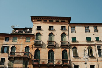 Facade of an old building in Bassano del Grappa, Italy