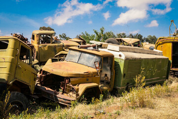 Abandoned Army Tanks on the Tank Graveyard in Asmara, Eritrea