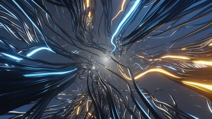 Space nebula. Chaotic structure, futuristic shape with tentacles. 3D illustration