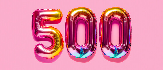 Rainbow foil balloon number. Top view.