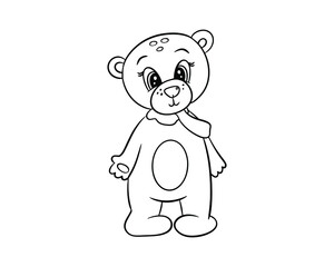 The bear is drawn with a black outline. Illustration for coloring, logo, sticker