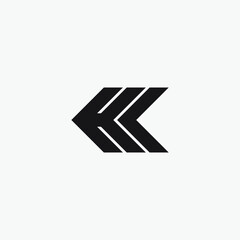 HC or HK letter arrow monogram logo design.