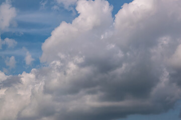 Blue sky background with white striped clouds. blue sky panorama may use for sky replacement