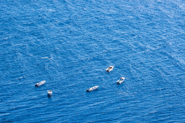 panorama view from above on sea with fishing boats