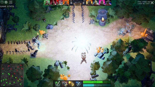 Fake Fantasy RPG Video Game Gameplay. Animated Magic Explosions and Spells. Looped 3D Animation