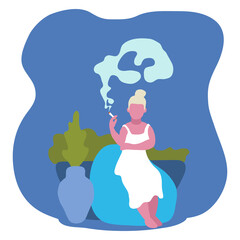 Illustration of a smoking woman.