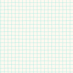 Seamless checkered repeating pattern with hand drawn grid. White plaid background for wrapping paper, surface design and other design projects