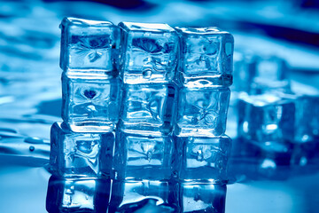 ice cube on the blue background
