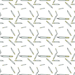 Cartoon marijuana cannabis cigarette seamless pattern vector illustration