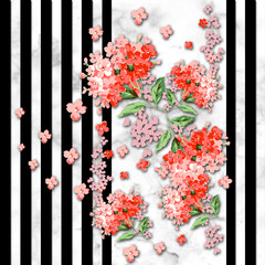 red and white flowers on stripes background