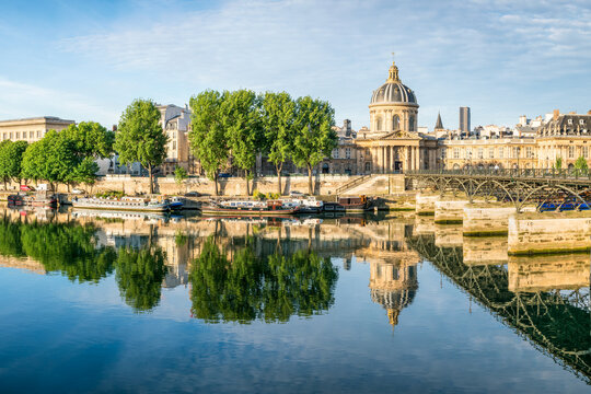 Institut de France and Pont des Arts in Paris, France