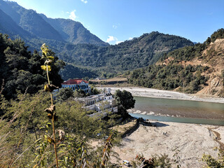 Scenic view of the Rani Mahal (Taj Mahal of Nepal) on the bank of the river