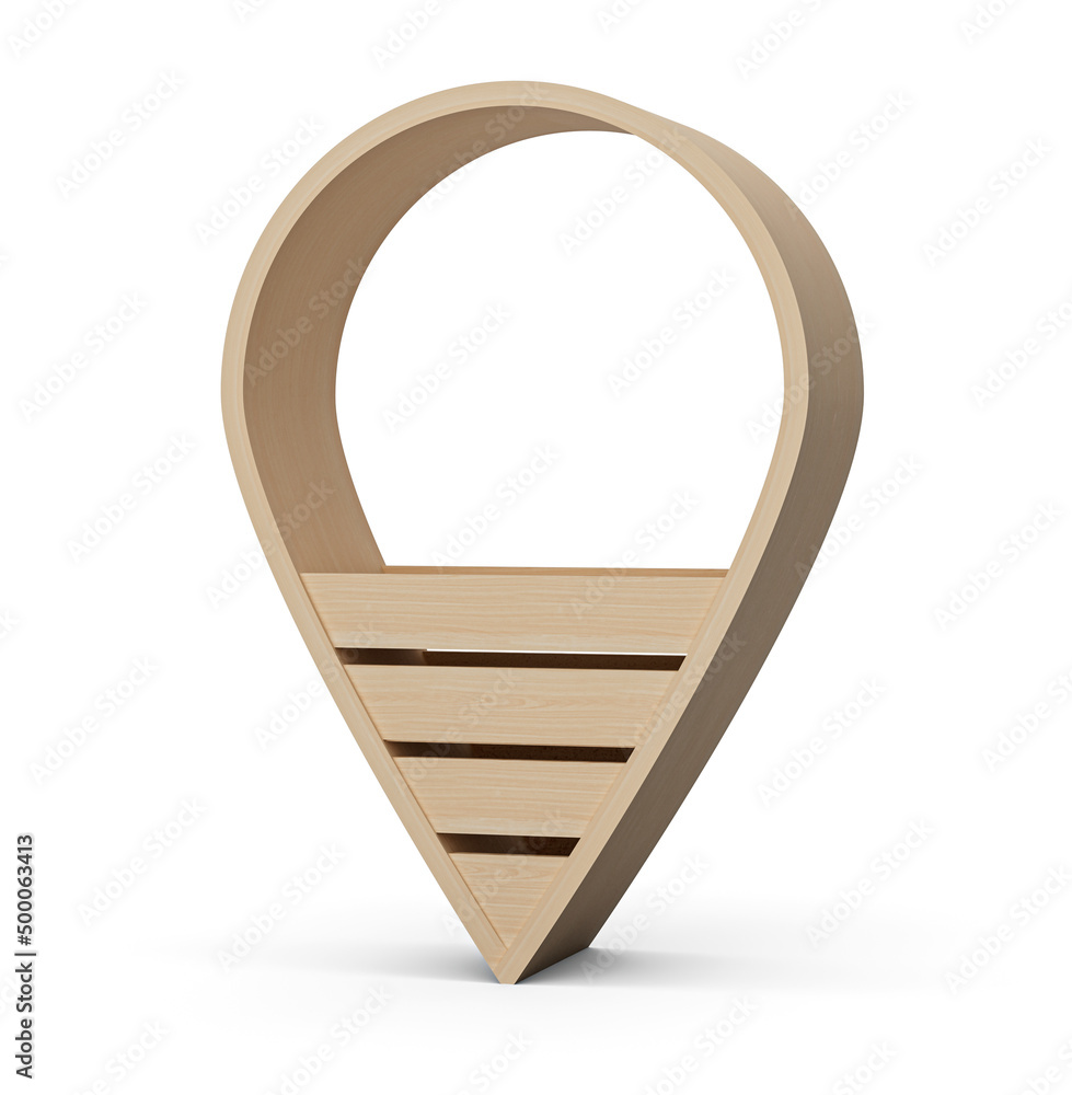 Poster digital 3d illustration of the map pointer - location symbol isolated on the white background