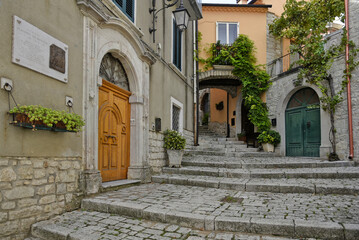 Narrow street among the houses of Ferrazzano in the Molise region of Italy