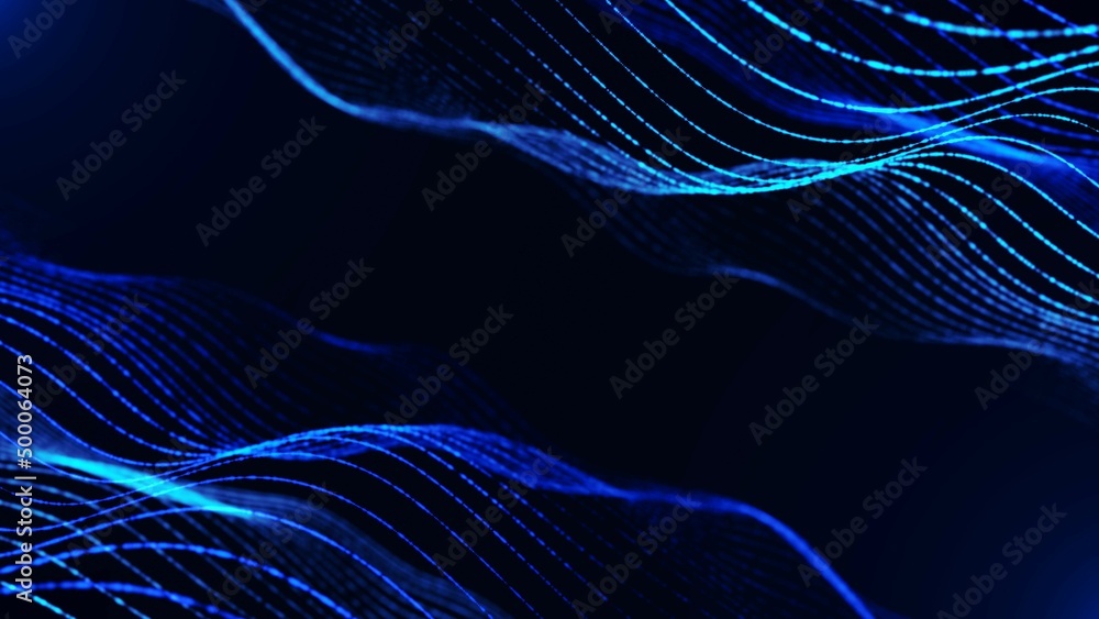 Aufkleber neon background frame. blue 3d wave design, spiral. texture lines, strings. pattern of outer space. 