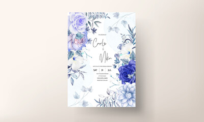 Naklejka na ściany i meble elegant watercolor floral wedding invitation card template