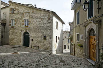 Narrow street among the houses of Ferrazzano in the Molise region of Italy