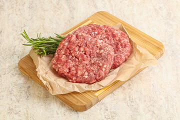 Raw beef burger cutlet for grill