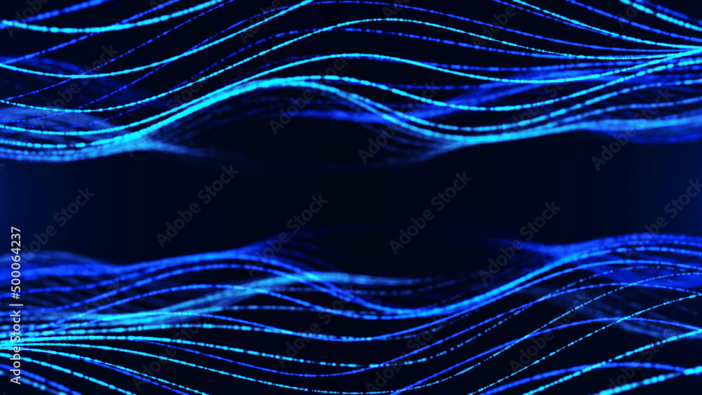 Aufkleber neon background frame. blue 3d wave design, spiral. texture lines, strings. pattern of outer space. 