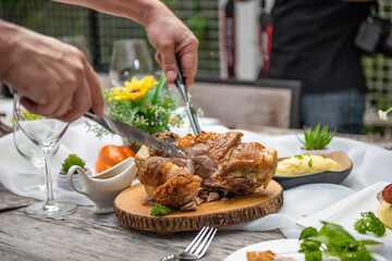 Friends Happiness Party Buffet Food Table Concept.