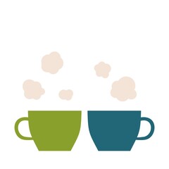 2人でお茶しているイメージ　カップと湯気